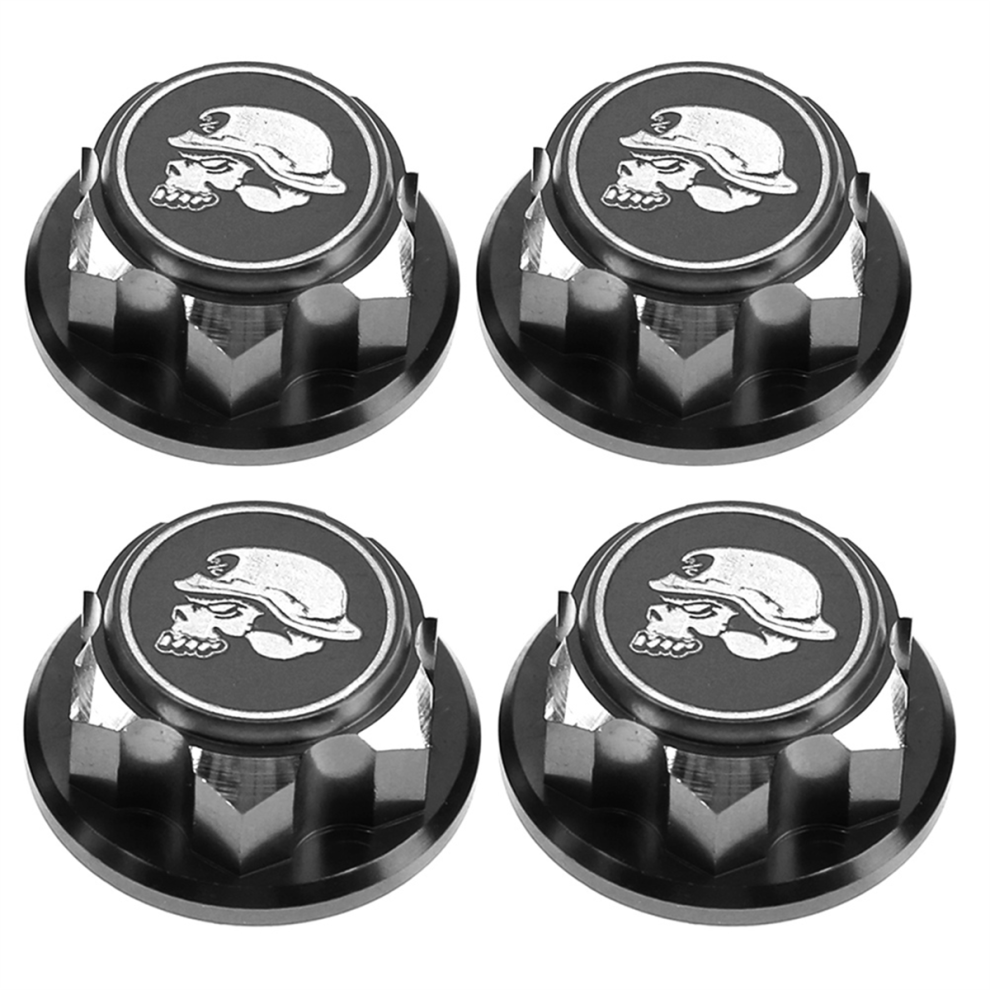 4Pcs 17Mm M12 Metal Wheel Hex Nut Cover For 1/7 Motor Km Rc Car Arrma Mojave Upgrades Parts, Black 4851815569734