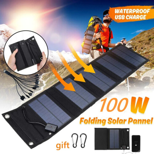 (Μαύρο 100W B) 100W Αναδιπλούμενο Φορτιστή Τηλεφώνου Ηλιακού Πάνελ 1