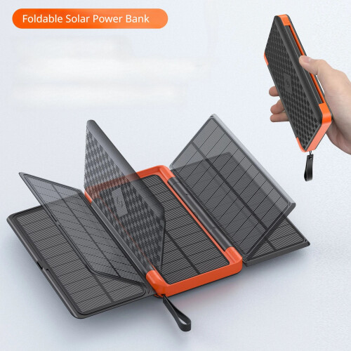 (10000mAh-Πράσινο) Αναδιπλούμενο Solar Power Bank with Solar Panel 20000mAh Wireless 1