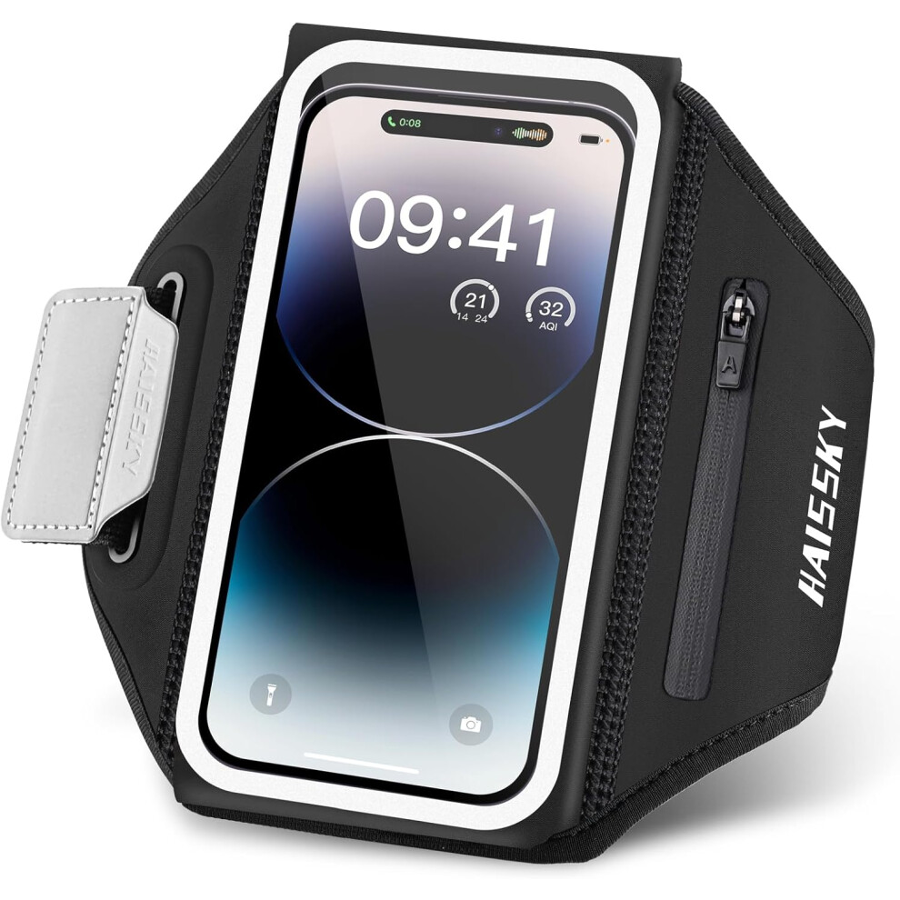 Running Phone Armband With Zipper Pocket & Anti-Fall Strap, Black 742406929935