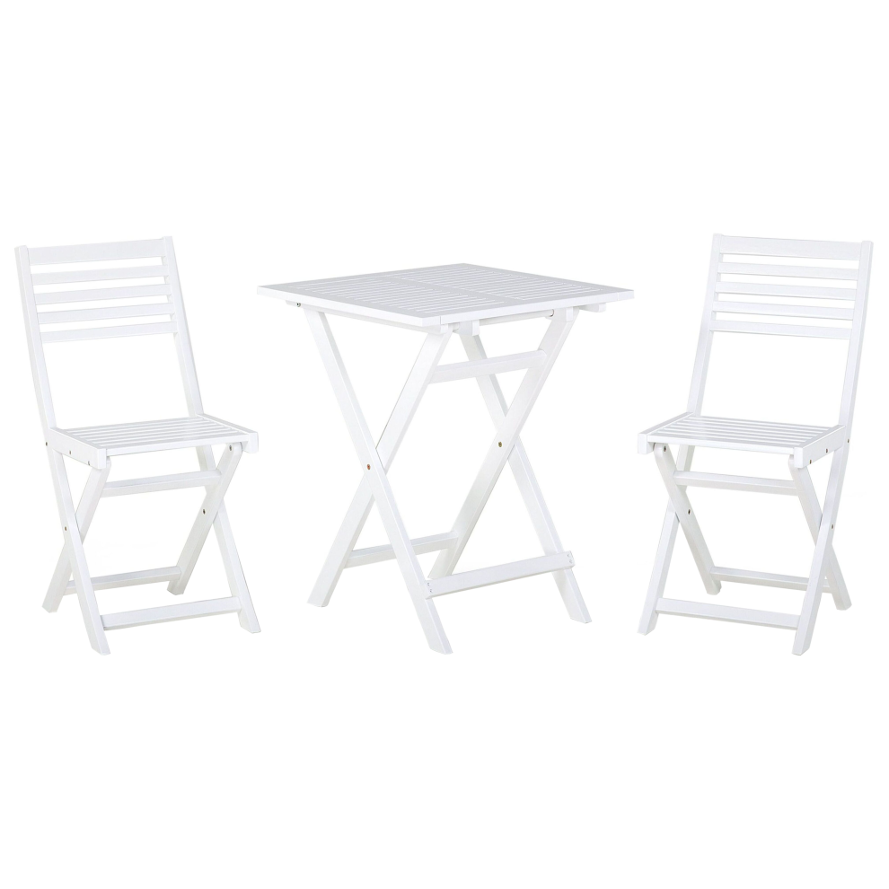 Bistro Set Folding FIJI Wood White