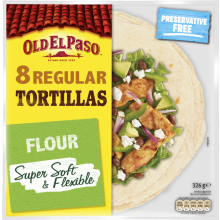Old El Paso 8 Super Soft Flour Tortillas 326G