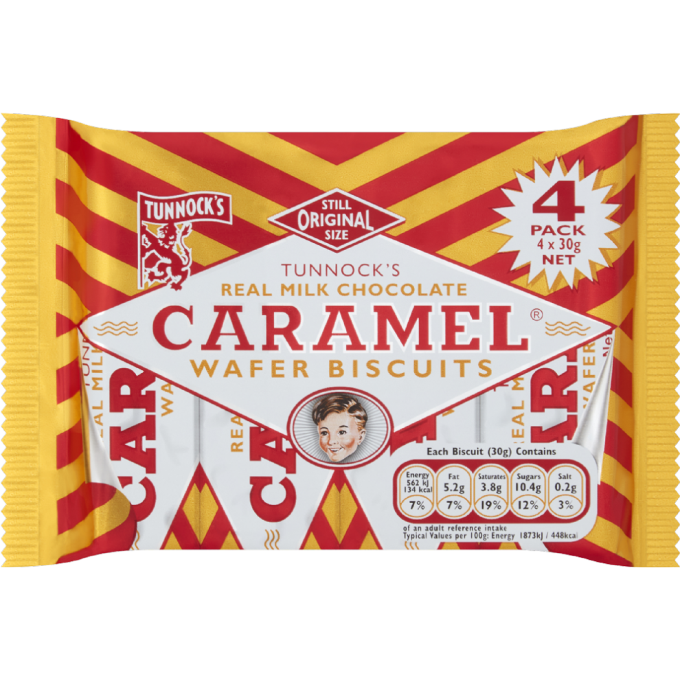 Tunnock's Caramel Wafer 4 Pack (4X30g)