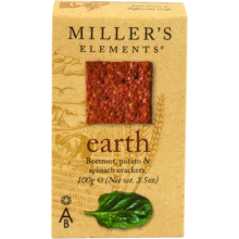 Artisan Biscuits Millers Elements Earth Crackers Potato Beetroot Spinach 100g