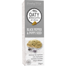 Grandma Wild's Oaty Biscuits For Cheese - Black Pepper & Poppy Seeds 130G