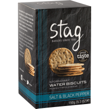 Stag Stornoway Water Biscuits - Salt & Black Pepper 150G