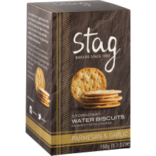 Stag Stornoway Water Biscuits - Parmesan & Garlic 150G