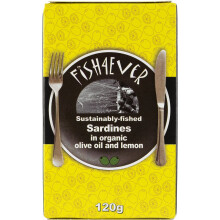 Fish 4 Ever Sardines In Organic Olive Oil & Lemon 120G