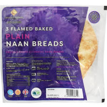 Leicester Bakery 3 Flamed Baked Plain Naan Breads