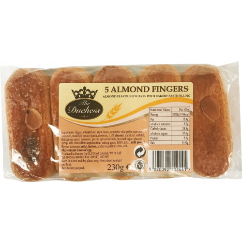 The Duchess 5 Almond Flavoured Fingers 225G