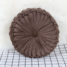(Brown) Plush Round Pleated Pumpkin Pillow Couch Cushion Floor Pillow Home Decor For