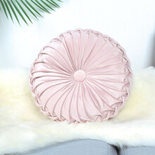 (Light Pink) Plush Round Pleated Pumpkin Pillow Couch Cushion Floor Pillow Home Decor For
