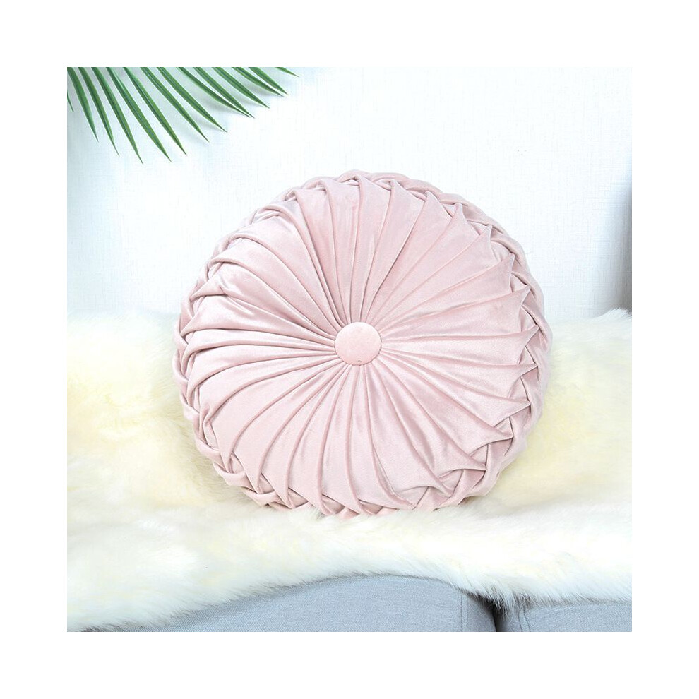 (Light Pink) Plush Round Pleated Pumpkin Pillow Couch Cushion Floor Pillow Home Decor For