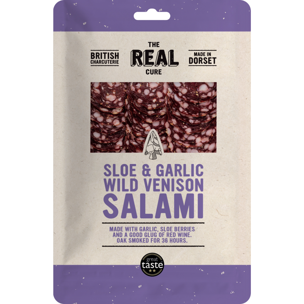 Real Techniques The Real Cure Sloe & Garlic Wild Venison Salami - Sliced 55G