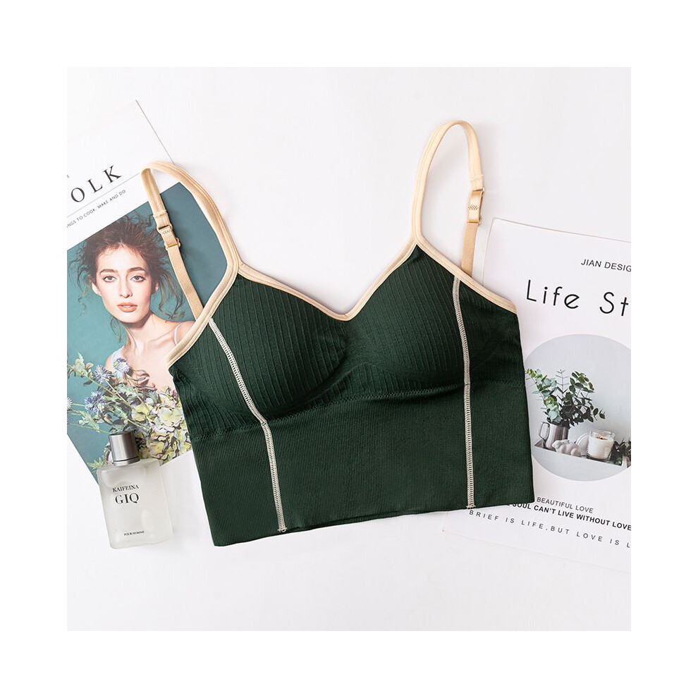 (Green)Soutien-gorge de sport Scoop Bralette hauts dos U sangle réglable enveloppé sous-vêtements poitrine