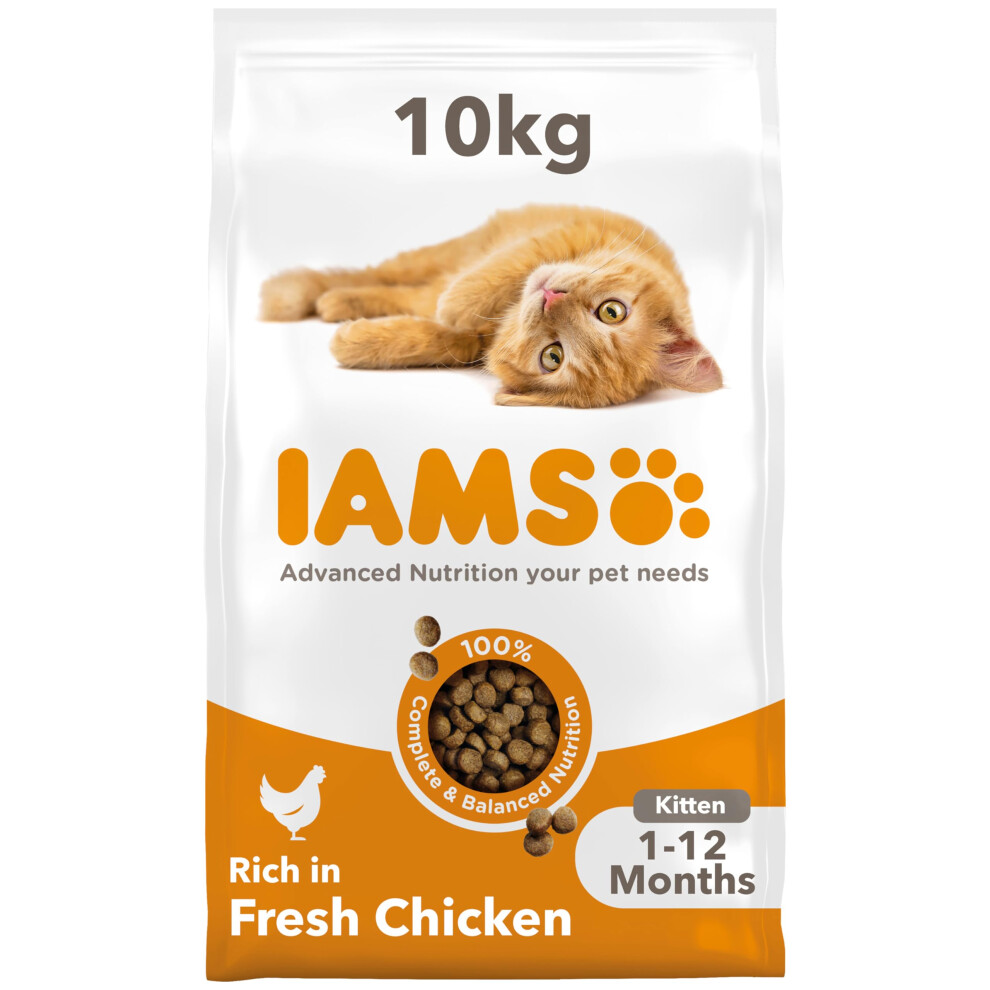 Iams Complete Dry Cat Food For Kittens With Chicken 10 Kg