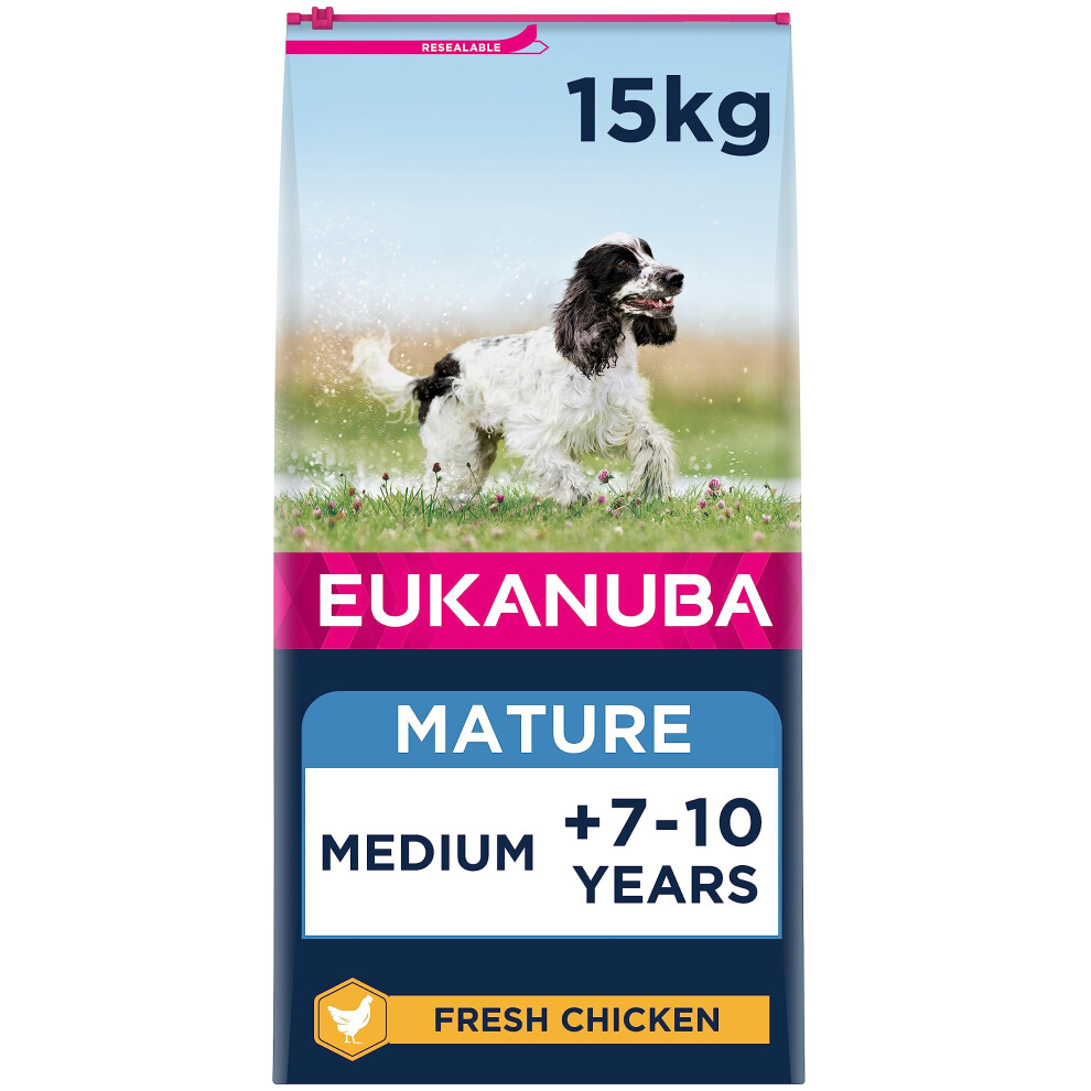 Eukanuba Complete Dry Dog Food For Mature Senior Medium Breeds With Fresh Chicken 15 Kg