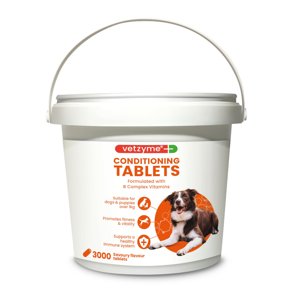 Vetzyme Conditioning Tablets For Dogs (3000 Tablets) - With B Complex Vitamins To Promote Fitness And Support A Healthy Immune System