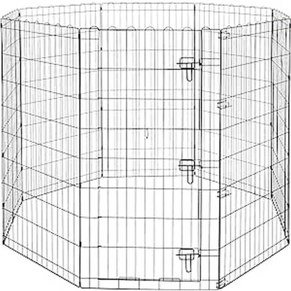 Amazon Basics Foldable Octagonal Metal Dog Pen/Puppy Pen/Playpen Indoor for Dogs and Pets, With door, 122 cm high, Black