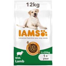 IAMS Complete Lamb Dry Dog Food for Adult 1+ Large Breeds Wheat-Free, 85% Animal Protein, No Fillers or GMOs, Vitamin E Immune Support