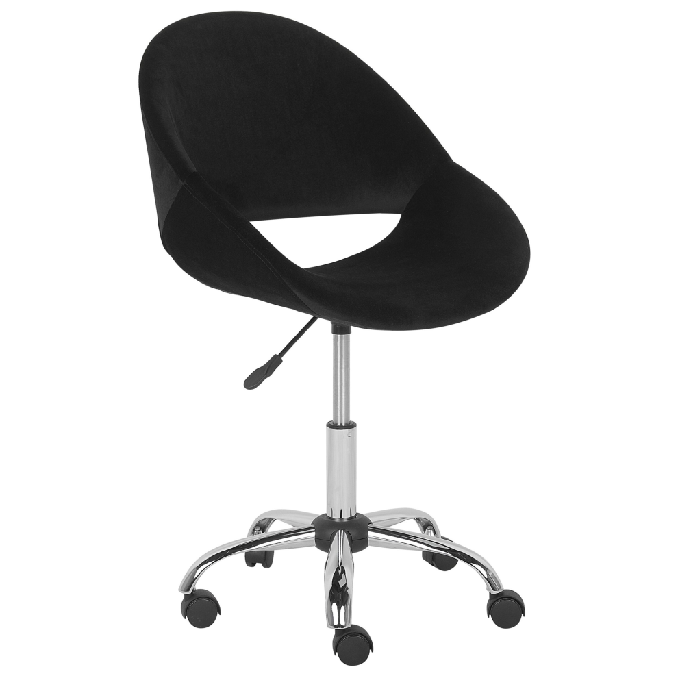 Desk Chair Swivel SELMA Velvet Black