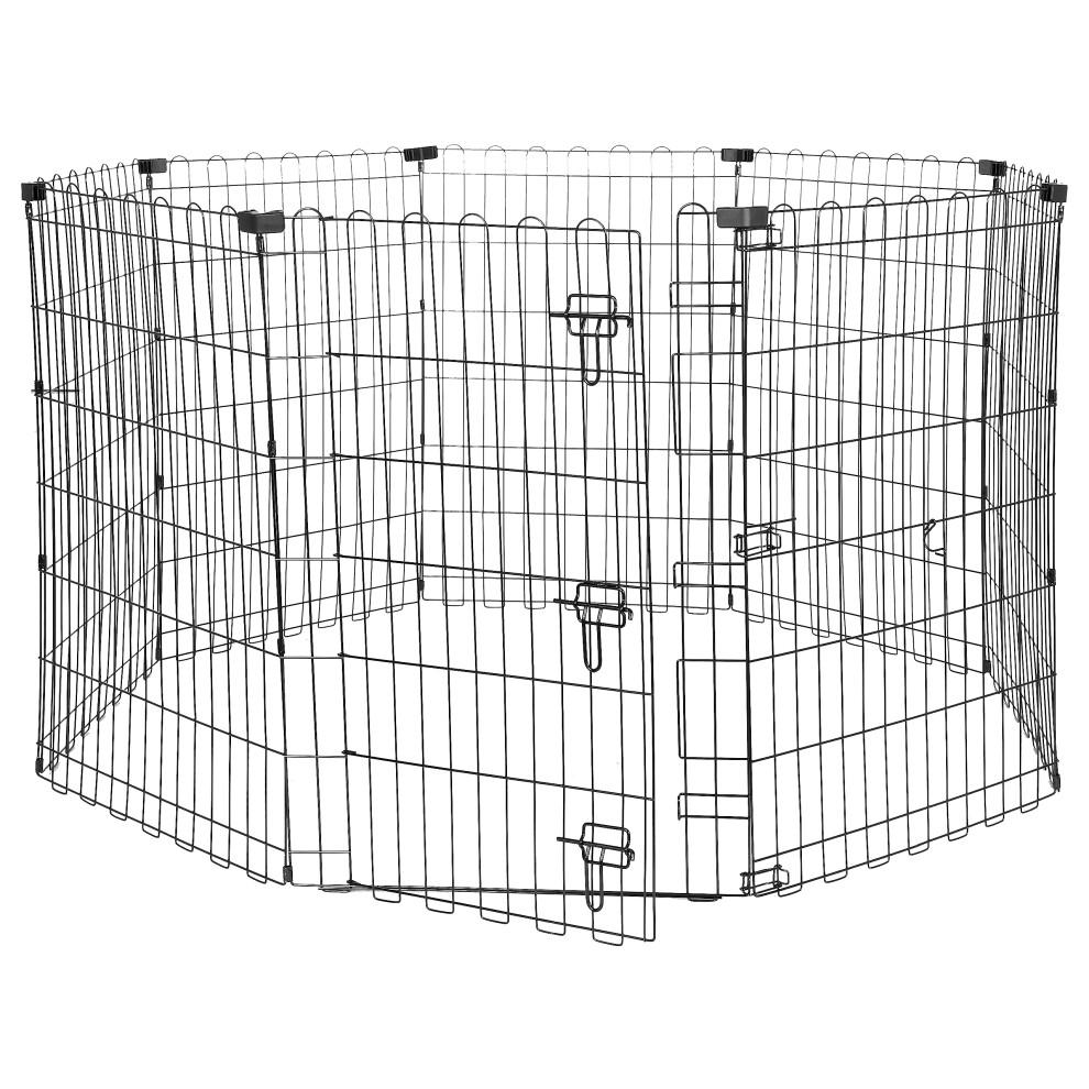 Amazon Basics Foldable Octagonal Metal Dog Pen/Puppy Pen/Playpen Indoor For Dogs And Pets, With Door, 91 Cm High, Black