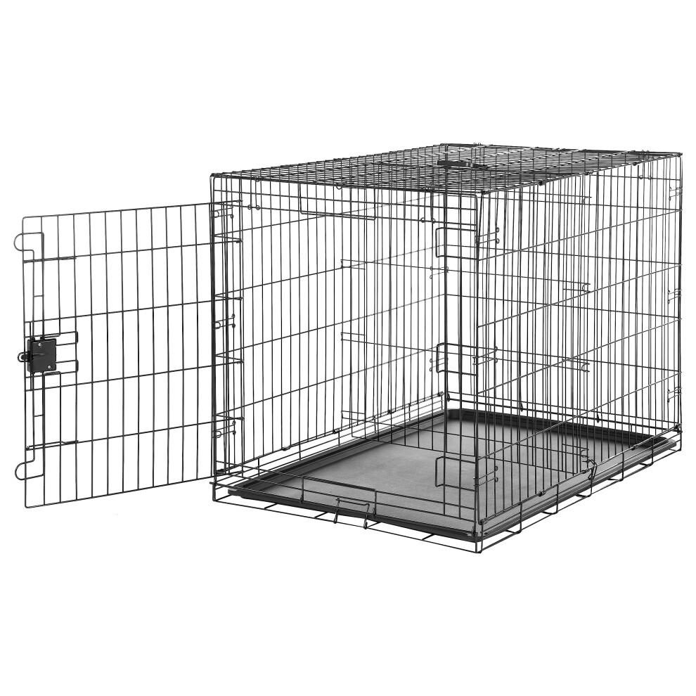 Amazon Basics XL Metal Dog Crate/Cage with Tray, Durable, Foldable Dog Cage with Single Door, 106.7 x 71.1 x 76.2 cm (L x W x H), Extra Large (42"), B