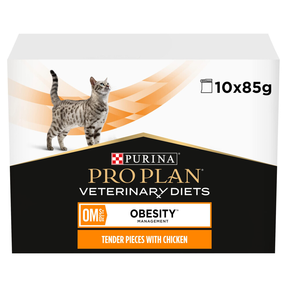 Purina Pro Plan Veterinary Diets Om Obesity Management Wet Cat Food Chicken 10X85g, Pack Of 4