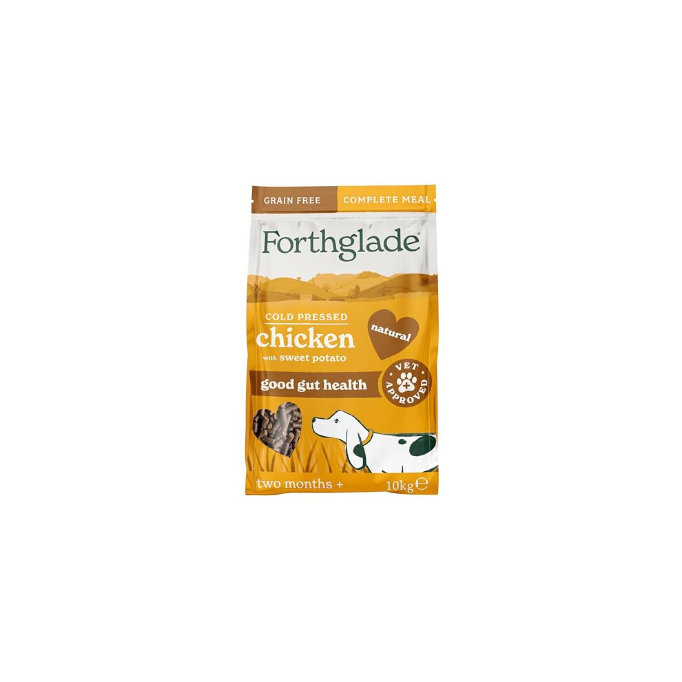 Forthglade Dry Dog Food, Cold Pressed, (10Kg Resealable Bag), Chicken With Vegetables, Hypoallergenic Dog Food, Free, Complete Natural Puppy, Ad Grain