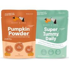 Buddy & Lola Super Pooper Bundle 100% Natural Pumpkin Powder and Probiotics Meal Topper For Dogs, Canned Pumpkin Alternative, High Fibre Supplement Fo