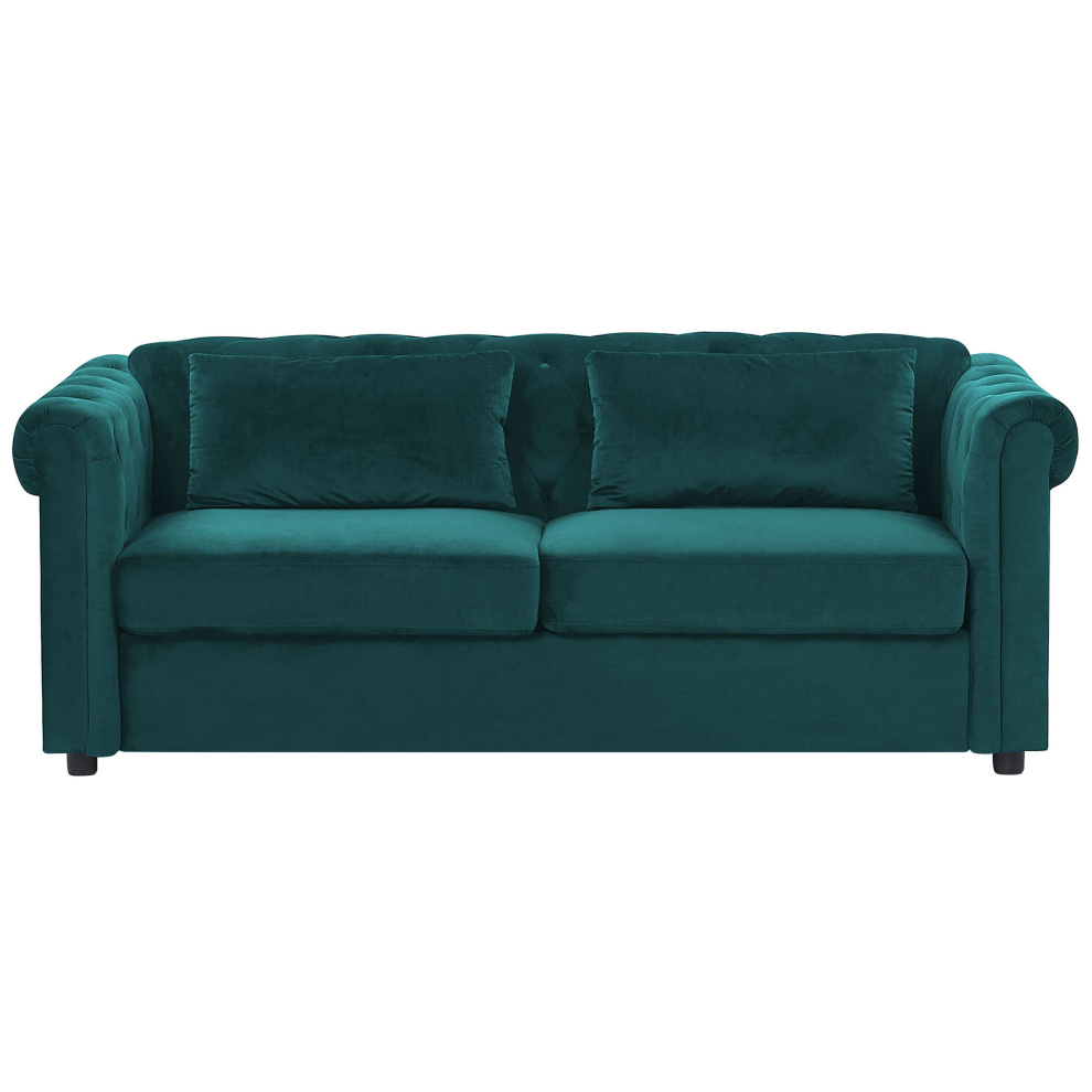 Sofa Bed CHESTERFIELD Velvet Emerald Green 3 Seater