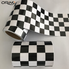 (Matt-10cm x 300cm) 15cm Breedte Glanzend Zwart Wit Geblokte Racing Vlag Sticker Vinyl Zelfklevende