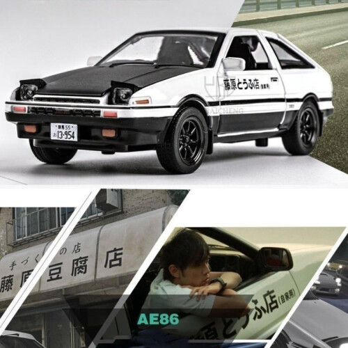 (Μαύρο) 1/32 AE86 Μοντέλα Αυτοκινήτων Initial D Corolla Μαύρο-άσπρο AE86 1