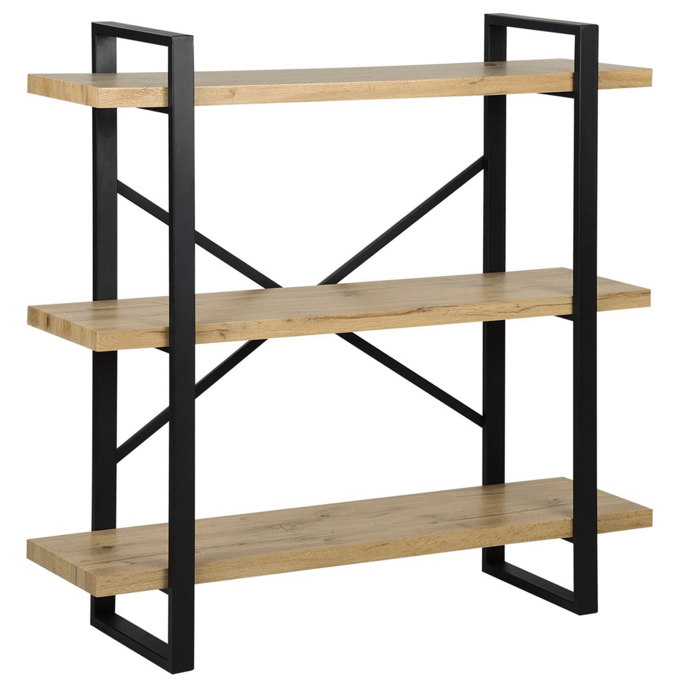3 Tier Bookcase TIMBER 111 cm Light Brown