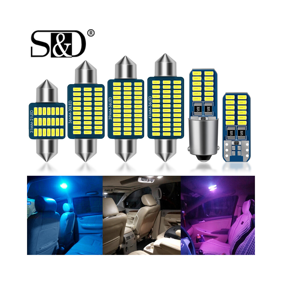 (White-Festoon 36mm)2pcs Canbus T10 W5W Led bulb C5W C10W 31MM 36MM 39MM 41MM Festoon Led BA9S T4W Led Car Light Interior