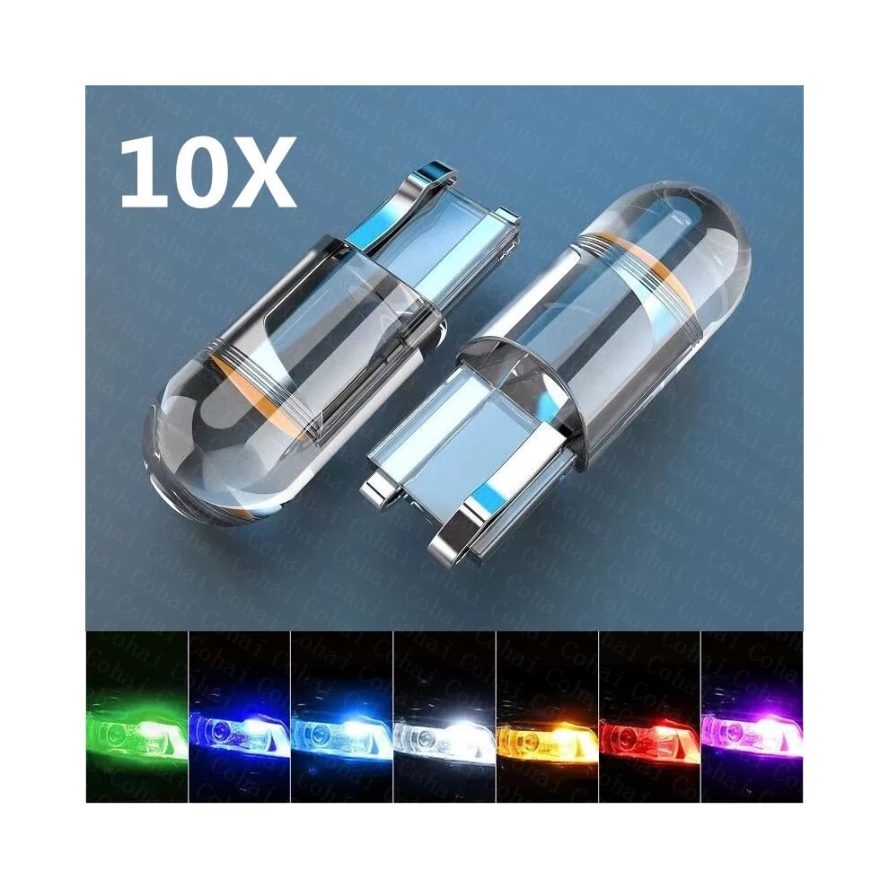 (Blanc-10 pièces) Ampoule LED COB super brillante pour voiture, 2/10 pièces, W5W 194 T10, boîtier en