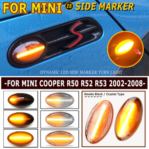 (Dynamic Smoked Black)Για Mini Cooper R50 R53 2002-2006 Δυναμική λυχνία LED Φως πλευρικής 1
