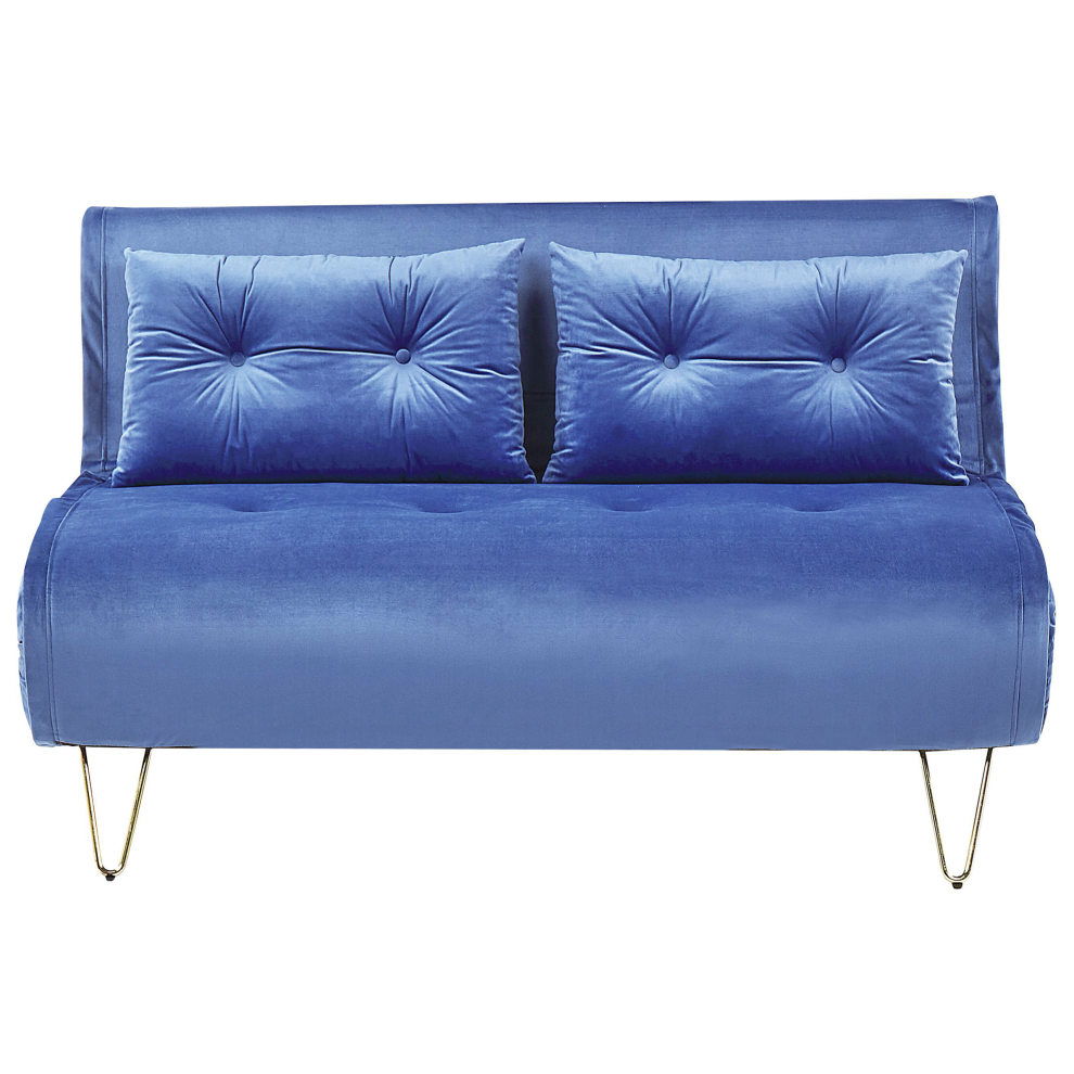 Sofa Bed VESTFOLD Velvet Navy Blue 2 Seater