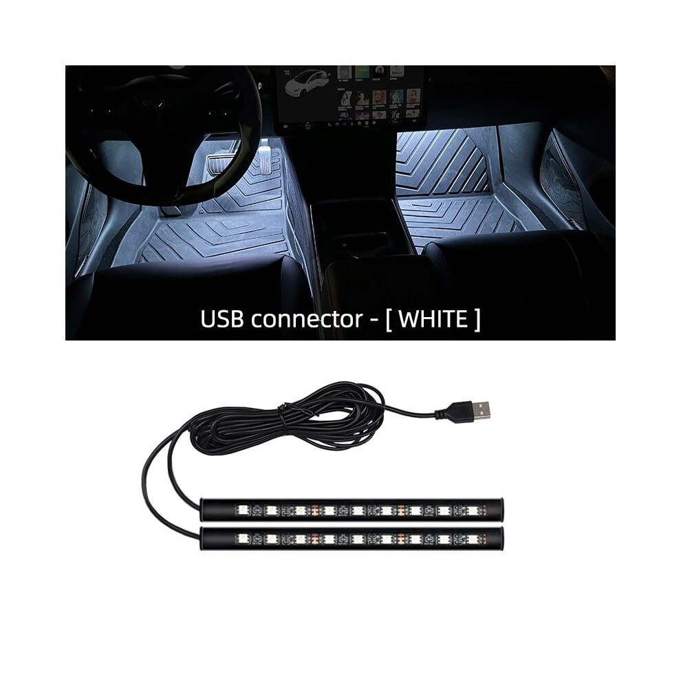 (Blanc 18 LED USB) Voiture Néon Lumière Pied Lumière LED Décoration Intérieure Rétroéclairage Allume-cigare