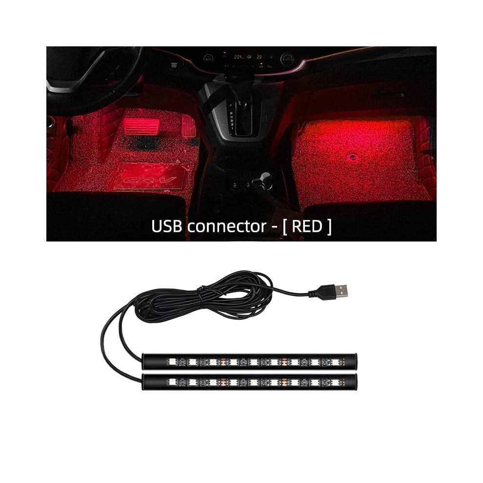 (Rouge 18LED USB) Voiture Néon Lumière Pied Lumière LED Décoration Intérieure Rétroéclairage Allume-cigare