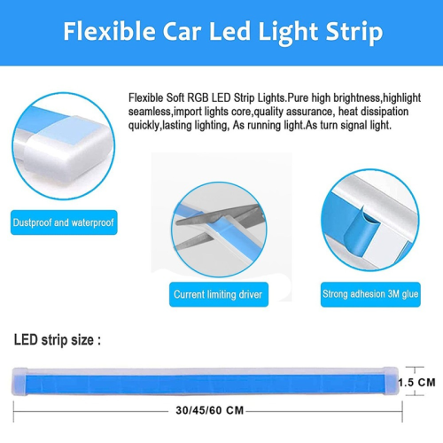 (70 εκατοστά-λευκό κίτρινο) 2 τμχ 12V LED DRL Φωτιστικό Ημέρας Αυτοκινήτου 2