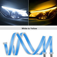 (70 cm - blanc virant au jaune) 2 pièces 12 V LED DRL voiture feux de jour bande flexible étanche phares