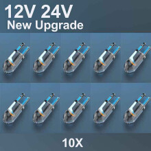 (White-24V) 10X Neueste W5W Led T10 Auto Licht COB Glas 6000K Weiß Auto Autos Kennzeichen Lampe Dome