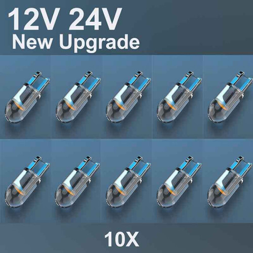 (Λευκό-24V) 10X Νεότερο W5W Led T10 Φωτιστικό αυτοκινήτου COB Γυαλί