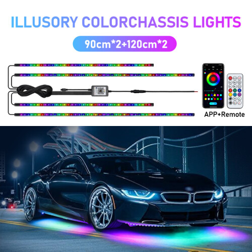 (90x2-120x2) Symphony LED Bande Lumineuse de Voiture Rétroéclairage 12V RVB APP Télécommande Commande