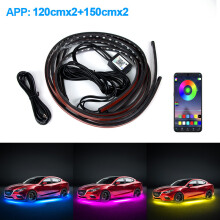 (APP 120 x 150 RGB)BLALION Tira de luces LED flexibles para bajos de coche, control remoto por sonido,