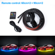 (Control remoto 60x90 RGB) BLALION Tira de luz LED flexible para bajos de coche, control remoto por