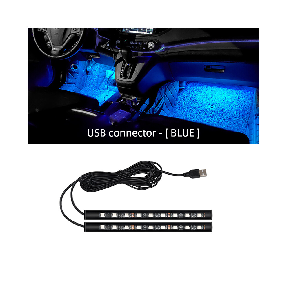 (Bleu) Néon 18 LED Intérieur de Voiture Ambiance Pied Lumière Avec USB Décoration Rétroéclairage Éclairage