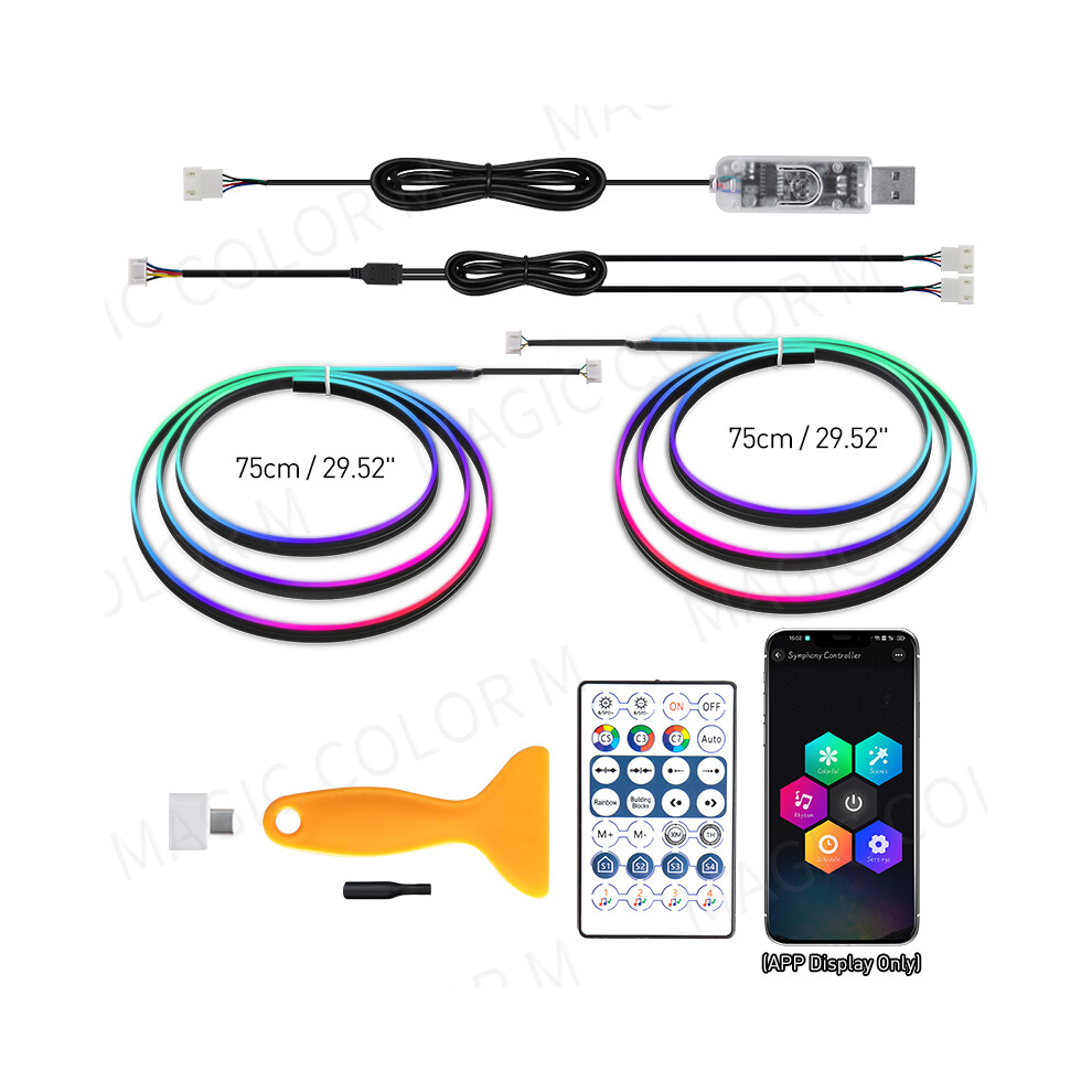 (2 en 1 75 cm 29,52 pouces) Vgetting 140/55,1 pouces Lumières d'ambiance de voiture 2 en 1 Lampe d'ambiance