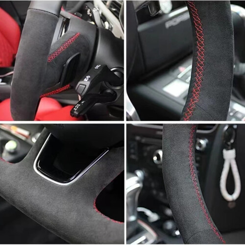 (Roter Faden) Maßgeschneiderte Auto-Lenkradabdeckung, rutschfest, für BMW E90 E91 E92 E93 E87 E81 E82 2